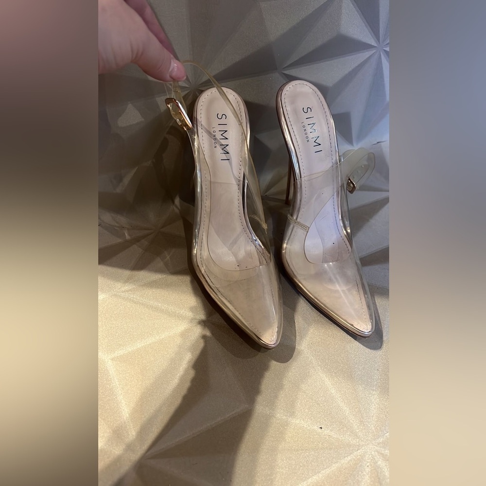 Simmi London Transparent Heels with Gold Accents